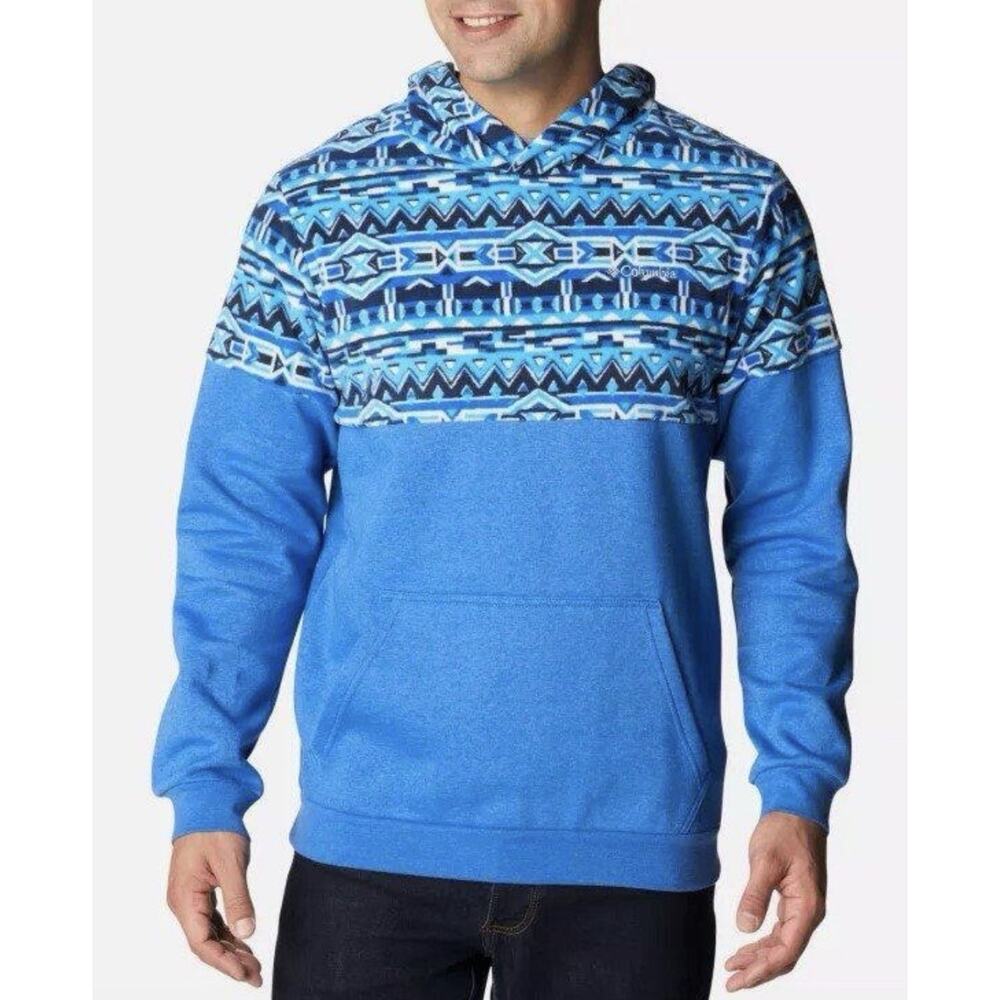 Columbia Men's Blue Trek Printed Hoodie Sz XXL Gorpcore Outdoor Hiking